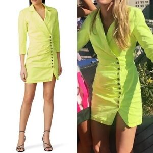 Retrofete Willa Denim Dress Neon Yellow in Medium M